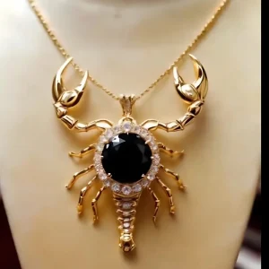 Scorpion Necklace with Black Stone