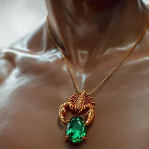 Scorpion Necklace with Green Stone